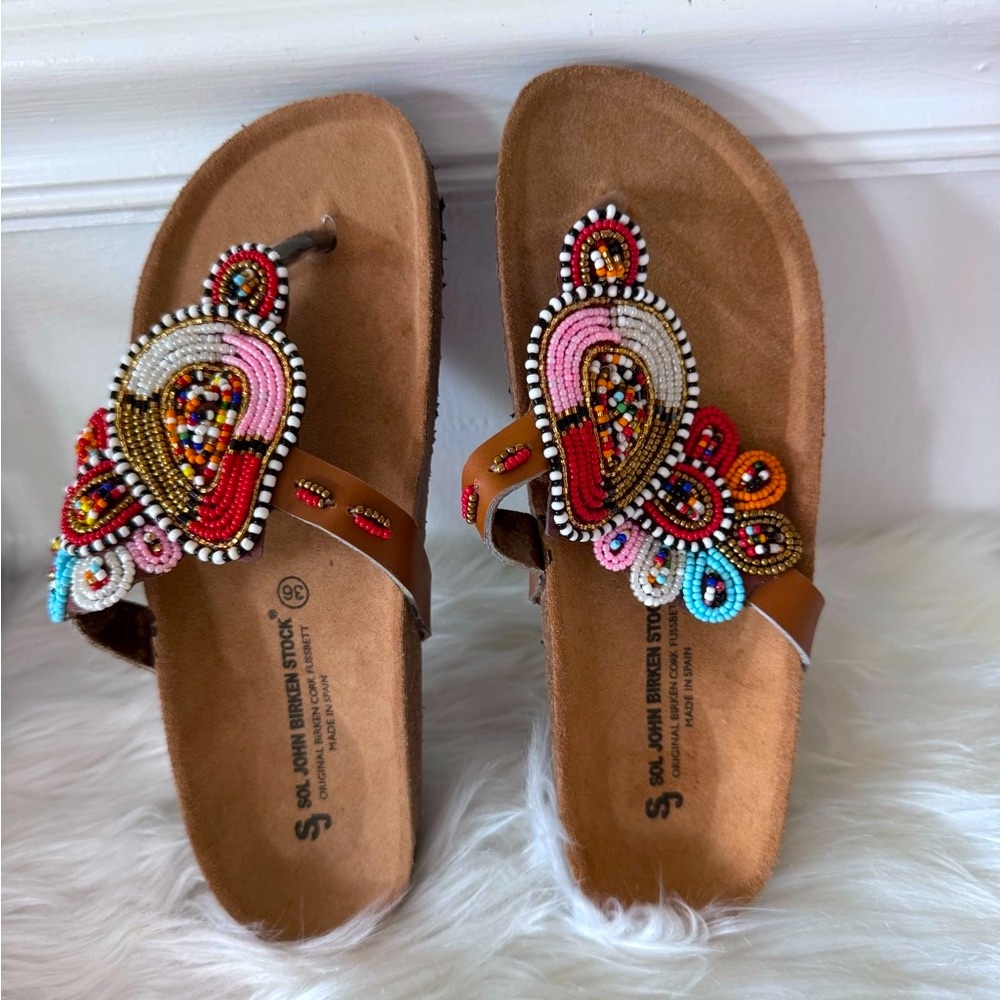 Birkenstock Colorful Beaded Sandals Boho Gypsy